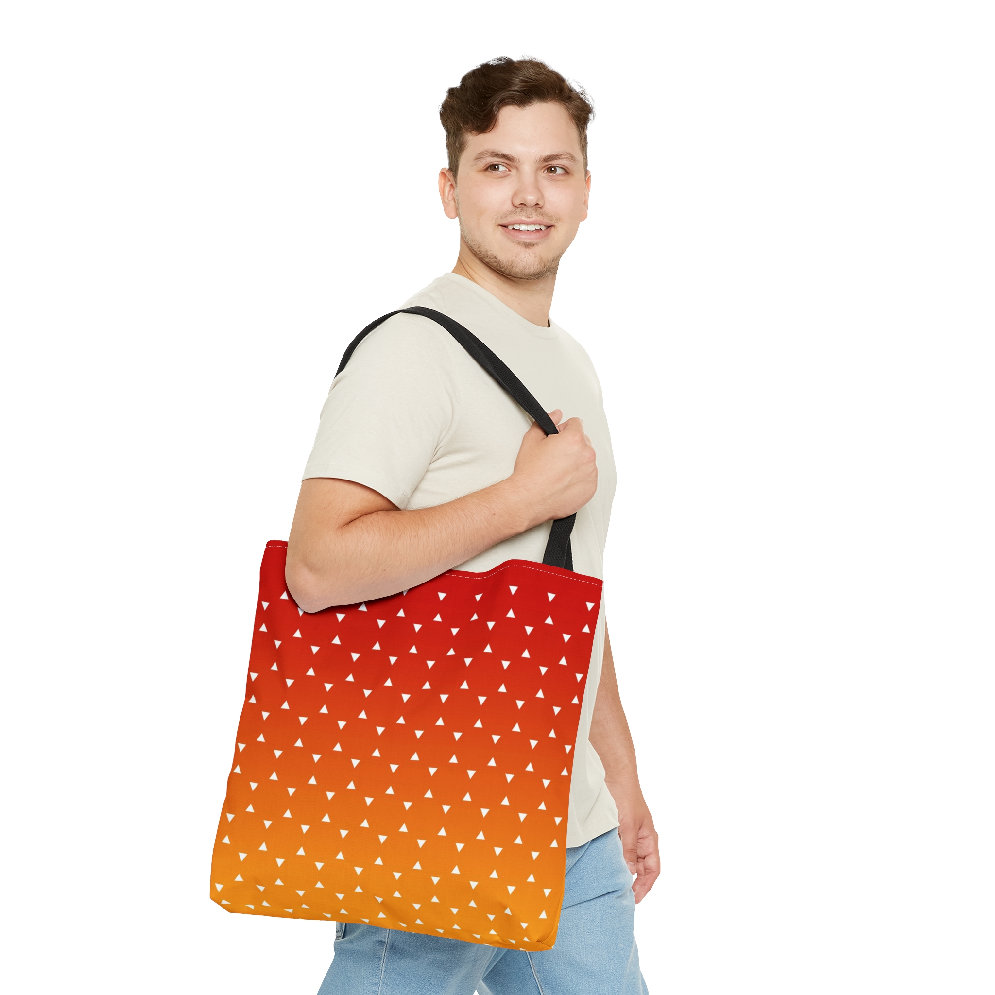 Geometric Tote Bag TINY triangles orange gradient - Image 3