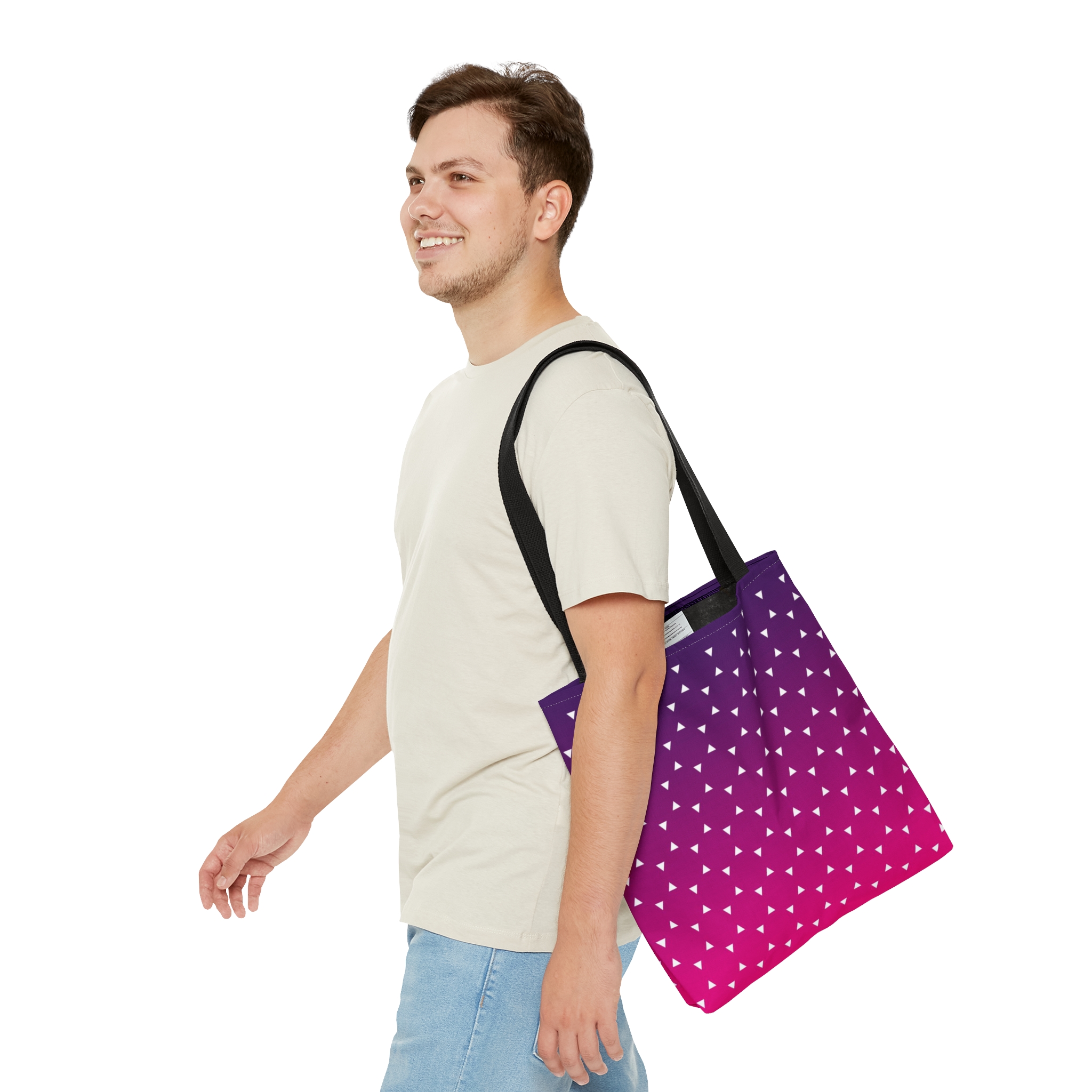 Geometric Tote Bag TINY triangles pink gradient - Image 7