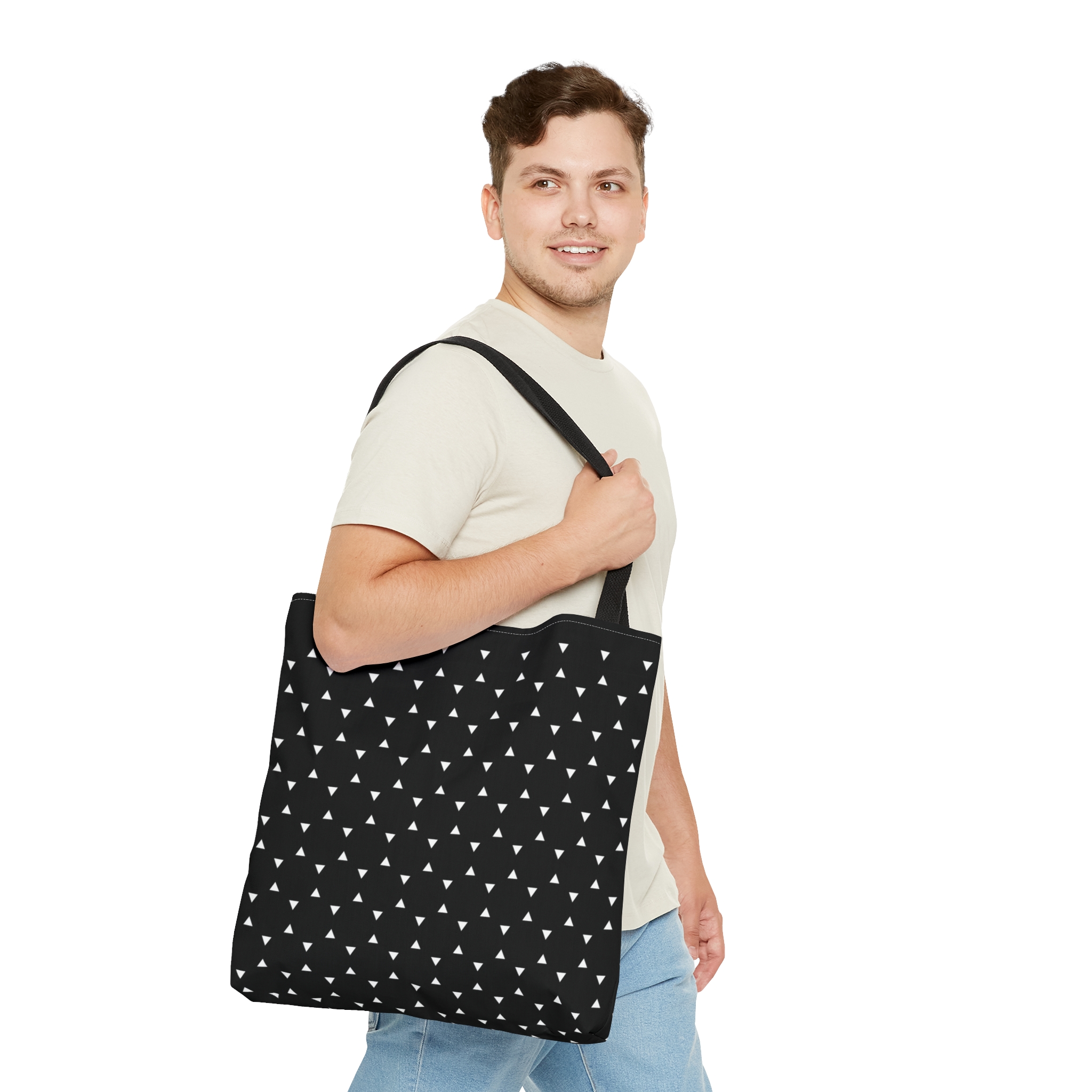 Geometric Tote Bag TINY triangles black - Image 3