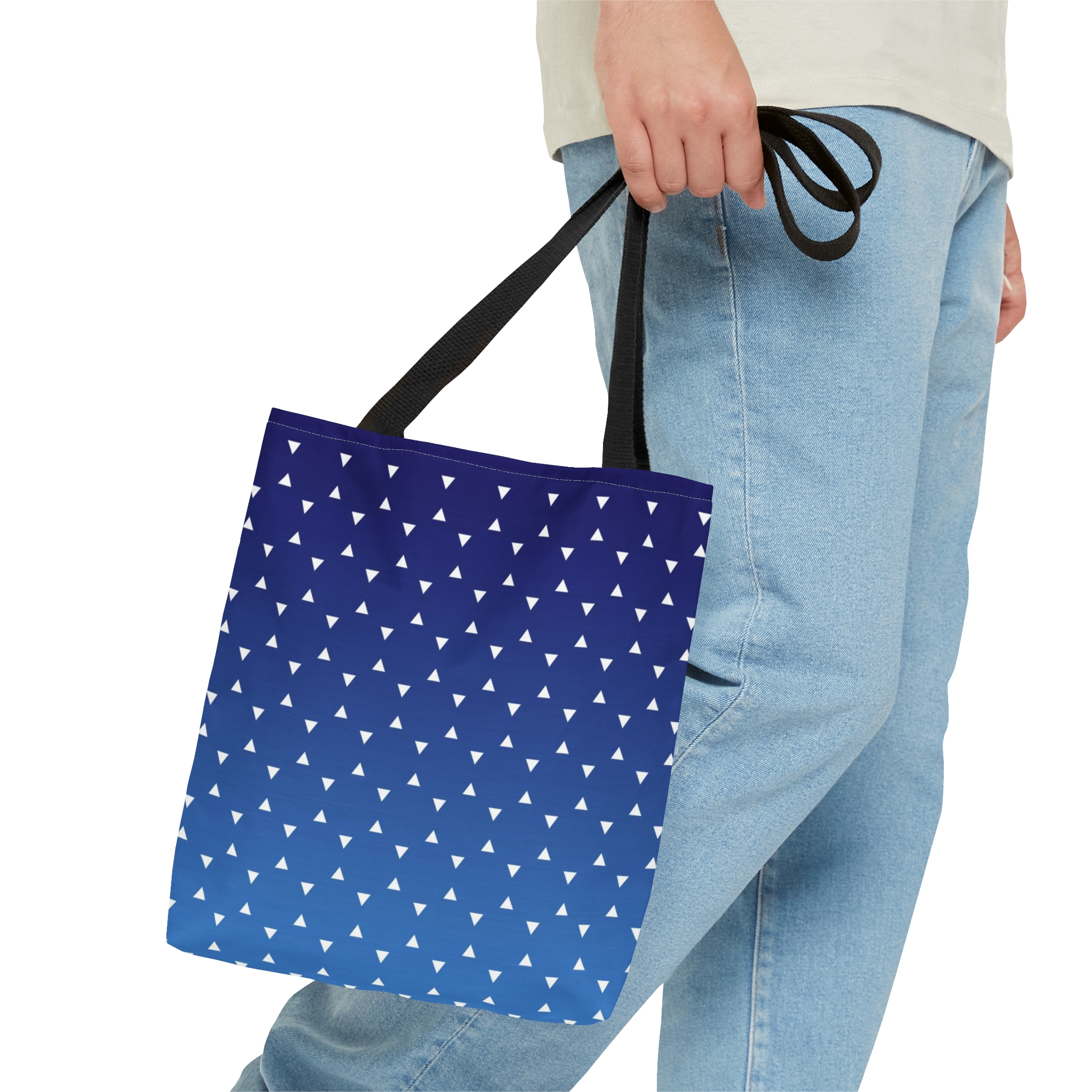 Geometric Tote Bag TINY triangles blue gradient - Image 12