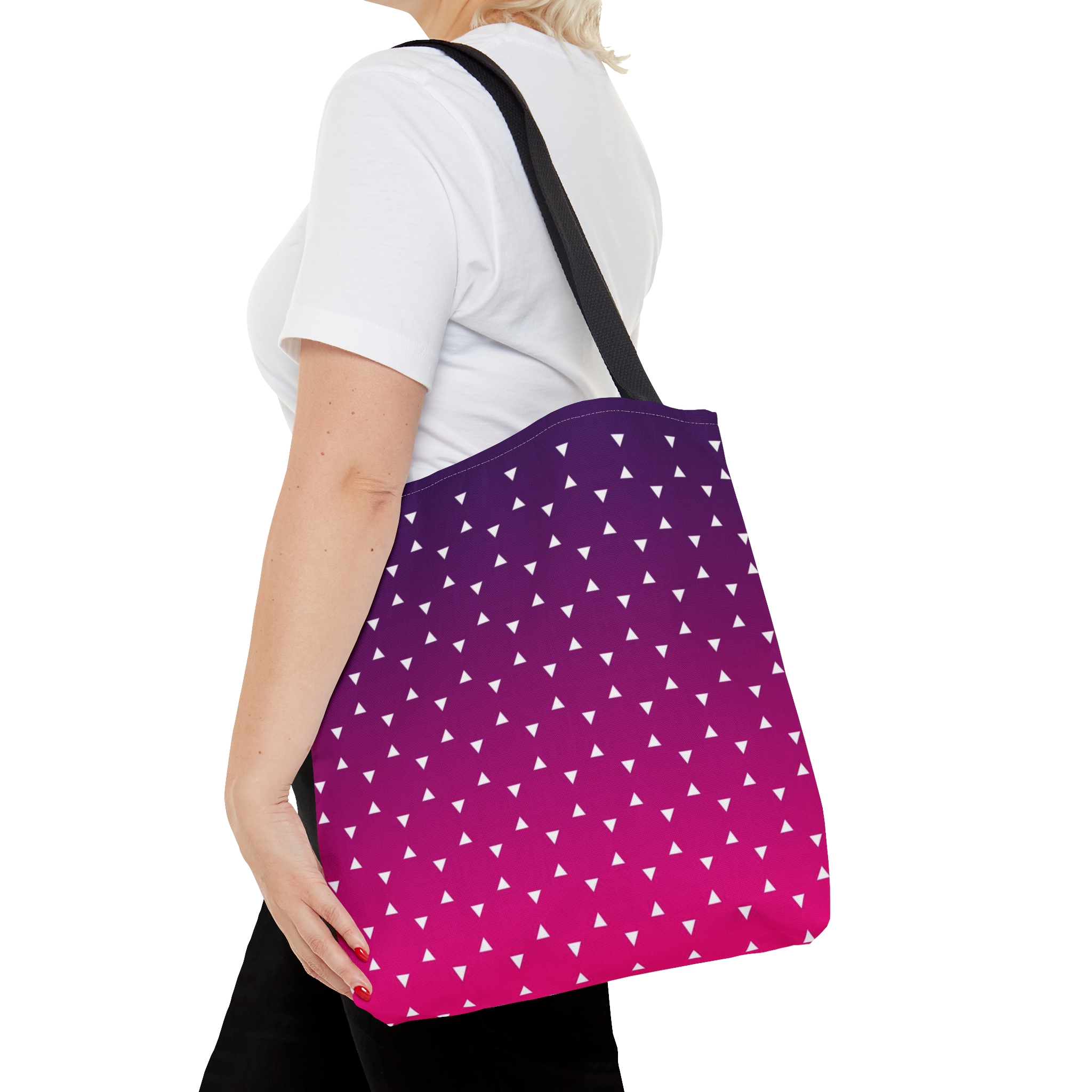 Geometric Tote Bag TINY triangles pink gradient - Image 8