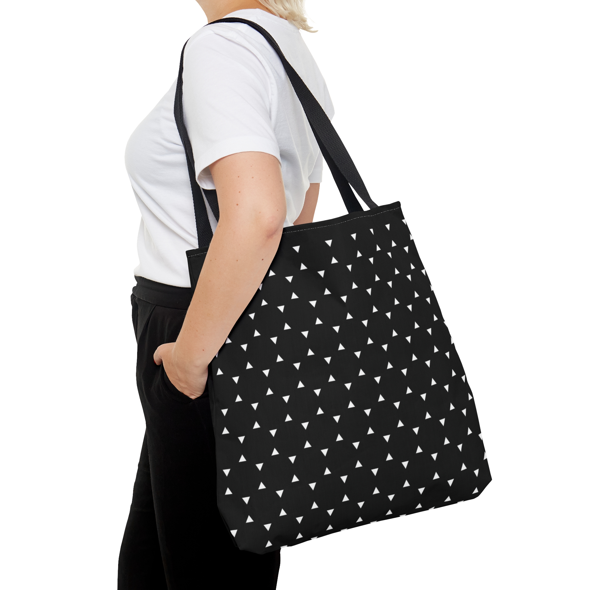 Geometric Tote Bag TINY triangles black - Image 4