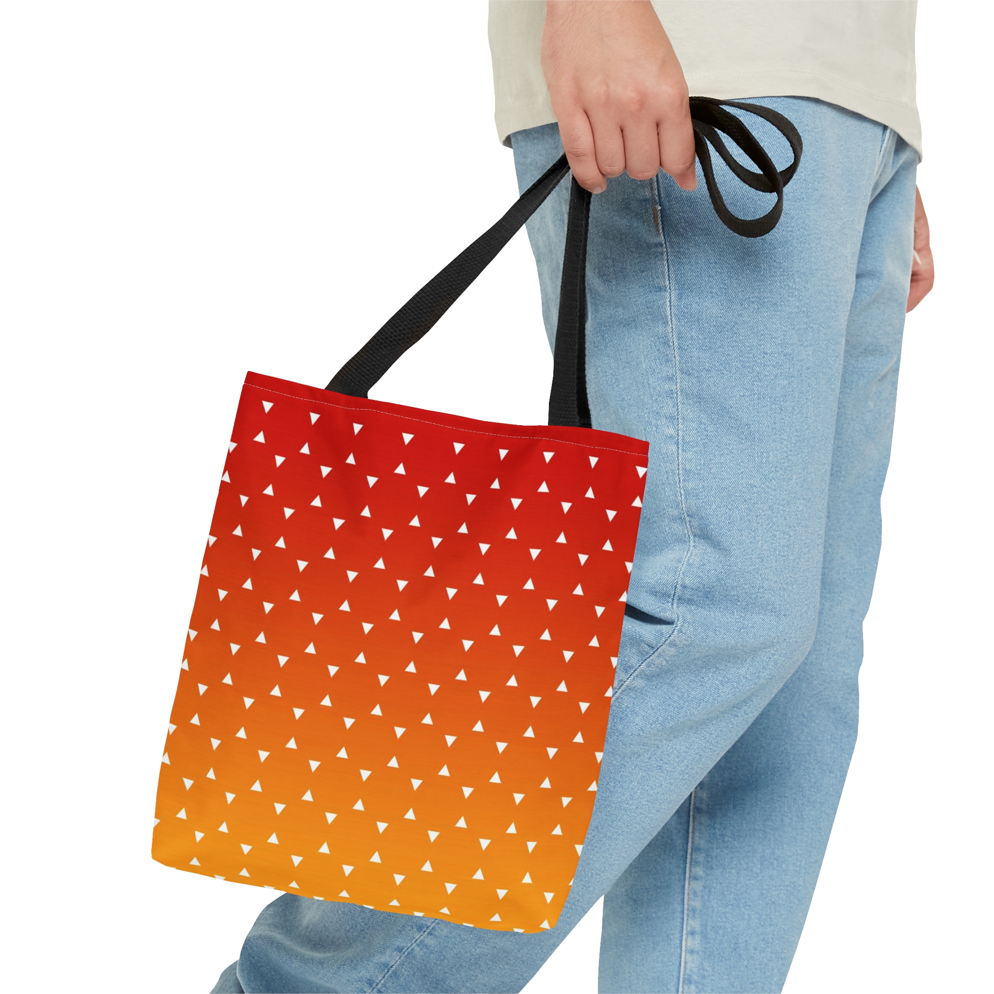 Geometric Tote Bag TINY triangles orange gradient - Image 12